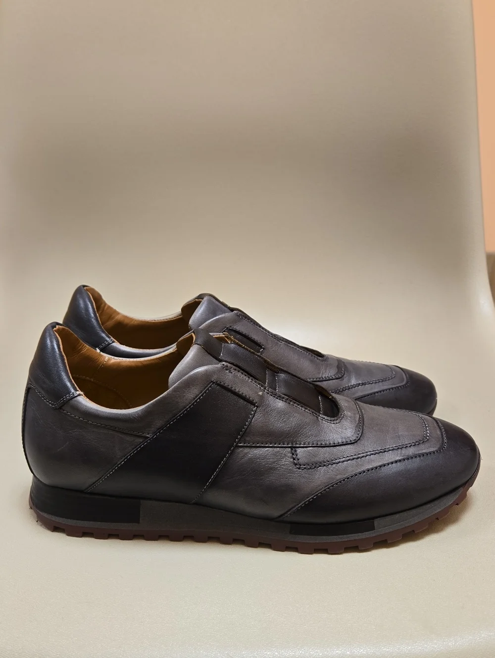 Mezlan Leather Two-Tone Slip On Lug Sole Sneakers Size 9.5 Made In Spain